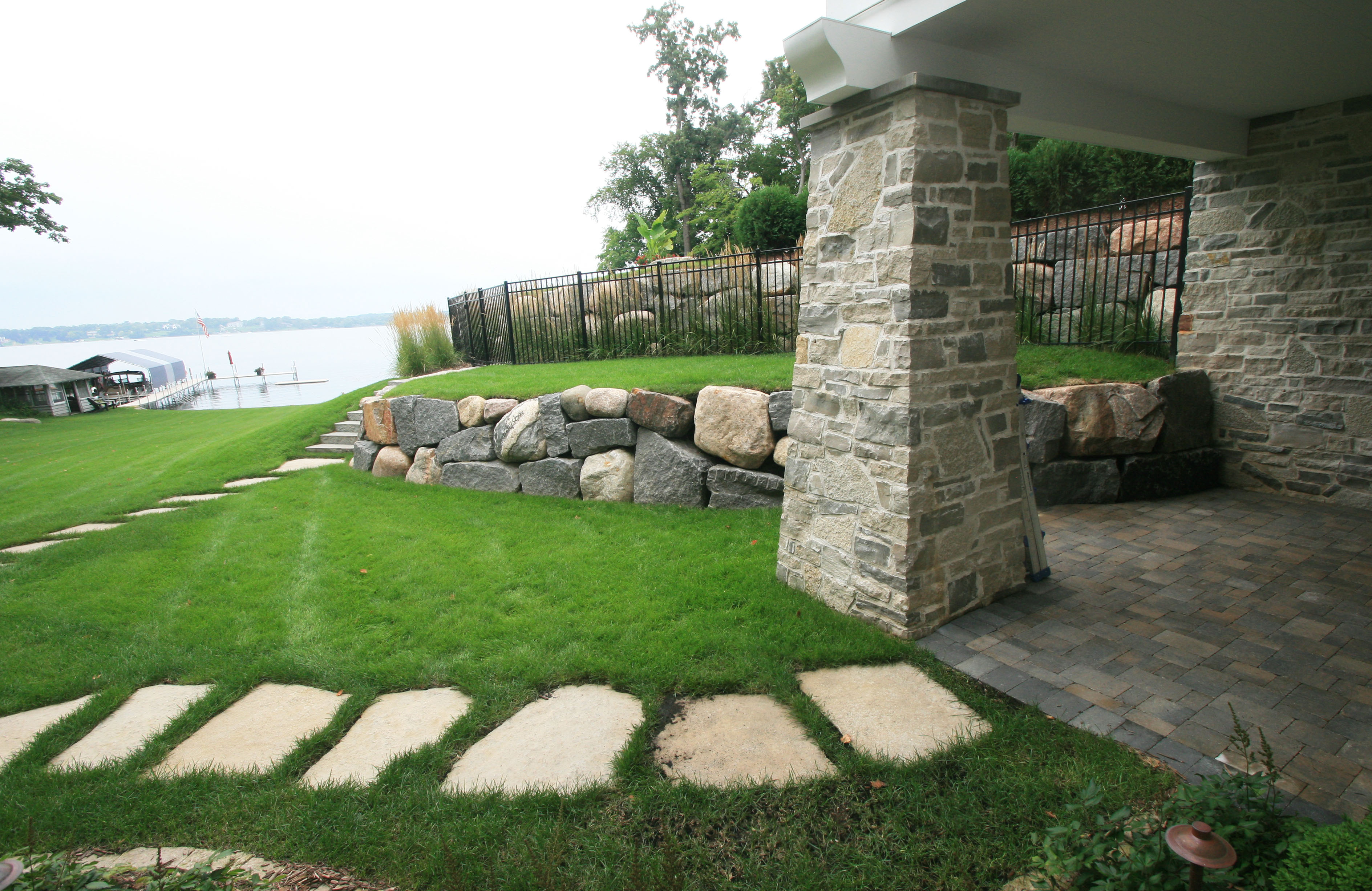 Lake Minnetonka Minnesota Underdeck Paver Patio Limestone