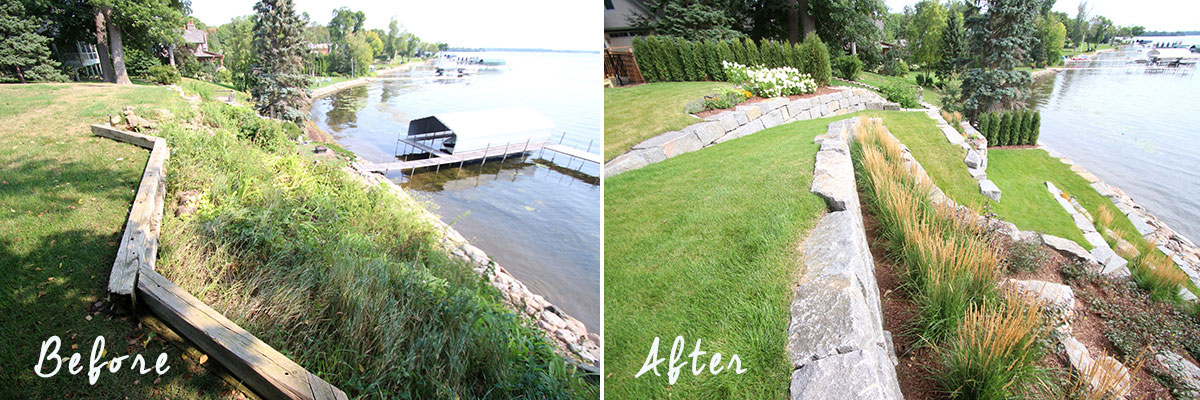 Before and After Lake Minnetonka MN Above angle of the shoreline restoration