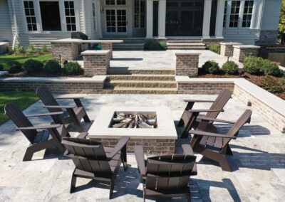 Outdoor Pillars Seating Wall and Fire Feature