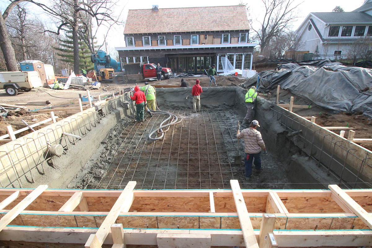Construction of concrete pool shell
