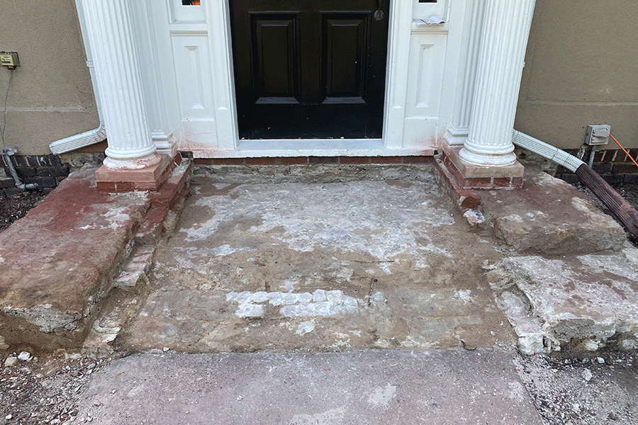 Front Stoop after removing the brick