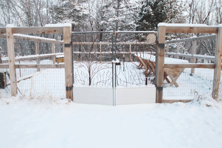 Metal Garden Gates in Snow