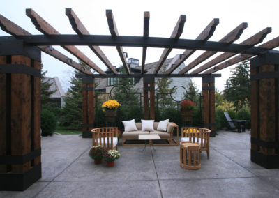Wood and Steel Arbor with Custom Metal Details and Furnishings from Twisted Elements