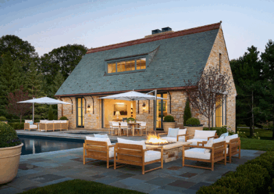 Medina Minnesota Gas Fire Feature and Pool with Bluestone Patio