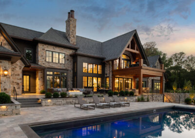 North Oaks Pool, Patio and Deck Landscaping at Night