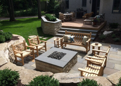 Outdoor Fire Pit and Planters on Patio