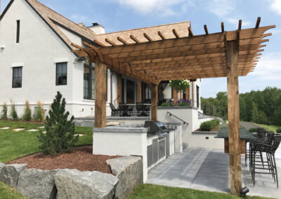 Outdoor Kitchen with Custom Arbor in Prior Lake