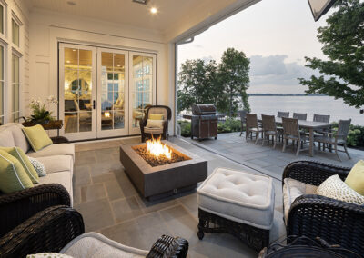 Patio and Firepit entertaining looking over lake minnetonka mn