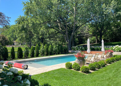 Pool with Limestone Patio and Plantings