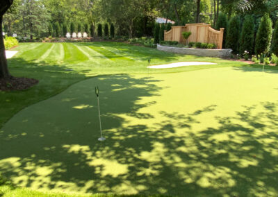 Putting Green with Custom Wood Screenage in Wayzata Minnesota