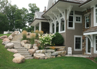 Boulders and Limestone used for Outdoor Stairs and Retaining Walls