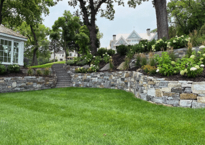 Dry-Stacked Granite Curved Stone Walls in Minnesota
