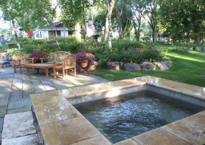 Custom Spa and Dipping Pool with Mortared Flagstone Surround in Prior Lake, MN