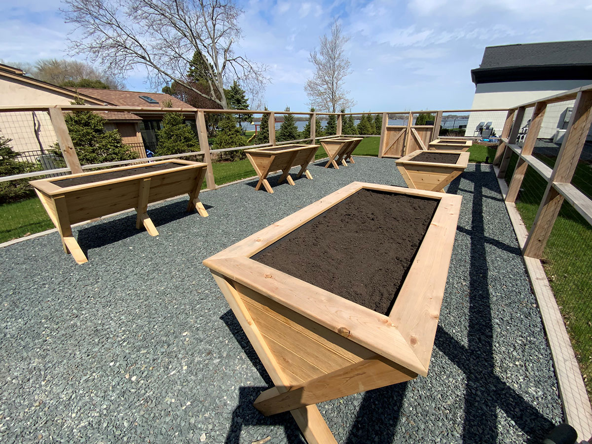 Modern Gate Enclosure V-Shaped Counter Height Planter